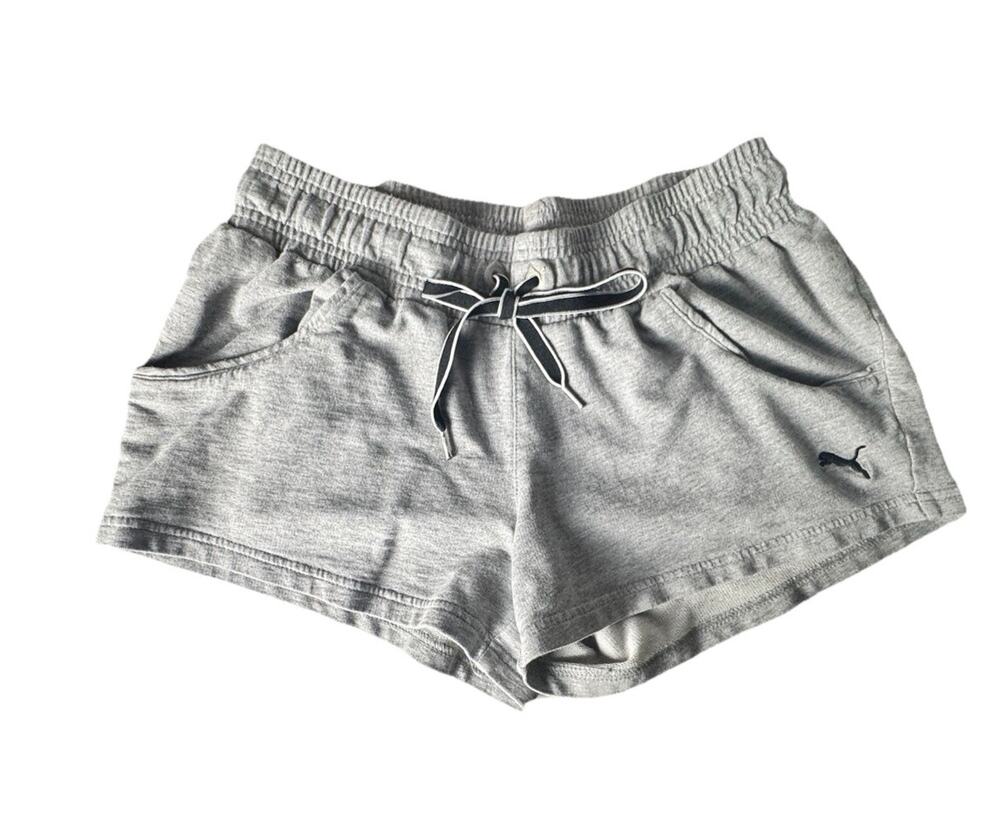 Puma Womens Micro Mini Shorts Gray Athleisure Hot Girl Gym Y2K Low Rise Medium